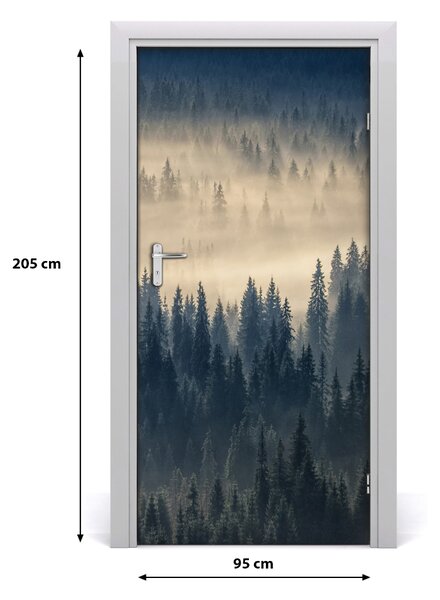 Fototapeta na dvere samolepiace hmla nad lesom 95x205 cm
