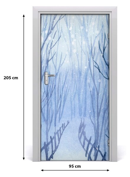 Fototapeta na dvere samolepiace les zima 95x205 cm