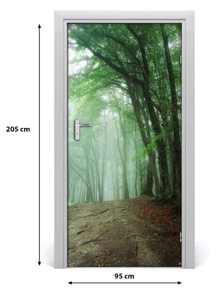 Fototapeta na dvere samolepiace hmla v lese 95x205 cm