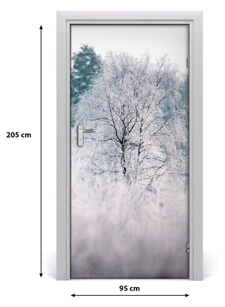 Fototapeta na dvere samolepiace les zima 95x205 cm