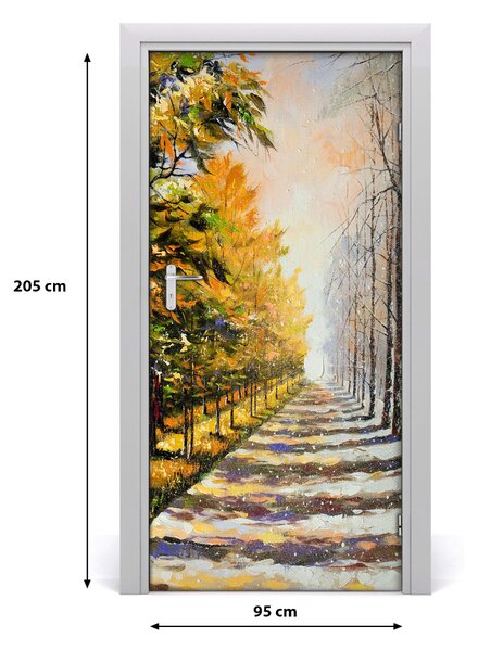 Fototapeta na dvere zima jeseň 95x205 cm