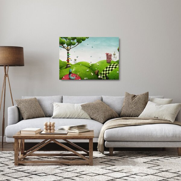 Sklenený obraz podivuhodnej krajiny (70x50 cm)