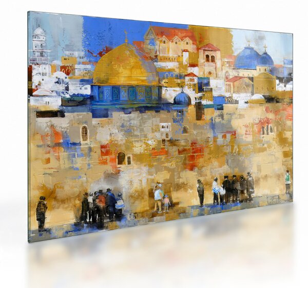 Sklenený obraz - Múr nárekov, Jeruzalem, Izrael (70x50 cm)