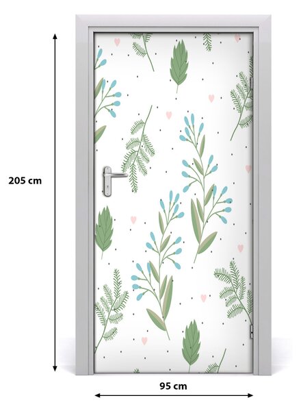 Samolepiace fototapety na dvere lístia a srdce 95x205 cm