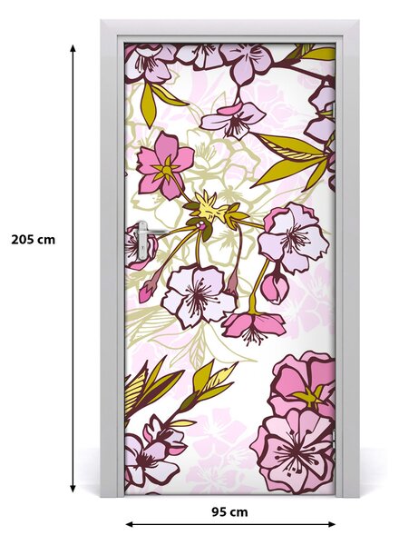 Samolepiace fototapety na dvere kvety višne 95x205 cm