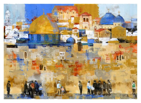 Sklenený obraz - Múr nárekov, Jeruzalem, Izrael (70x50 cm)