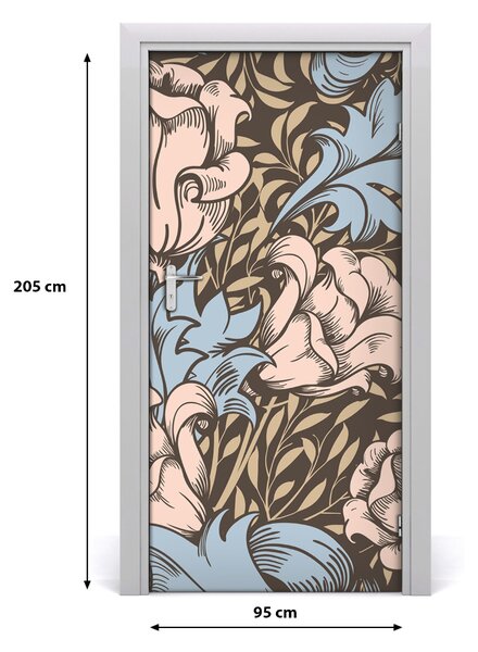 Samolepiace fototapety na dvere kvety a lístia 95x205 cm