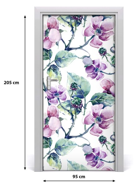 Samolepiace fototapety na dvere kvety černice 95x205 cm