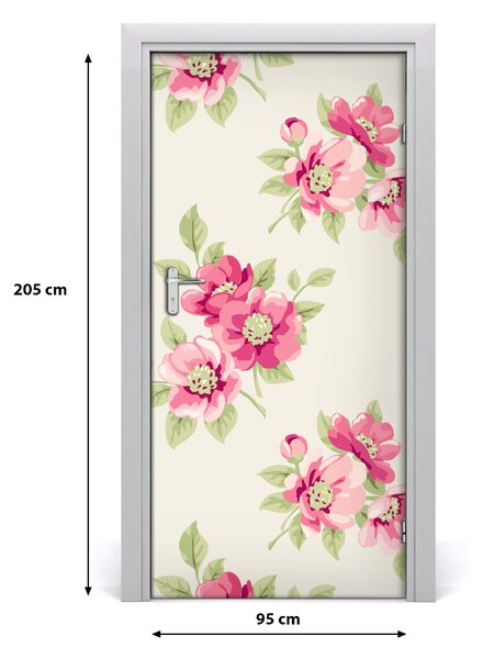 Samolepiace fototapety na dvere ružové kvety 95x205 cm