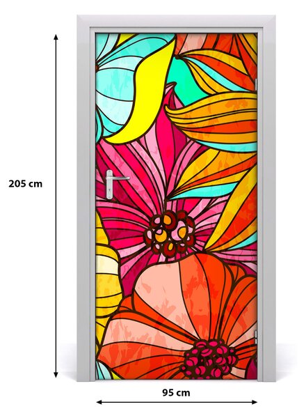 Samolepiace fototapety na dvere Kolorowe kvety 95x205 cm