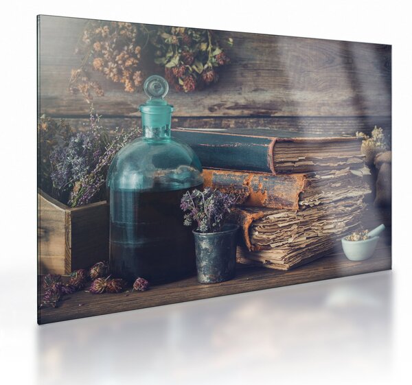 Sklenený obraz - Stolík apatykárky (70x50 cm)