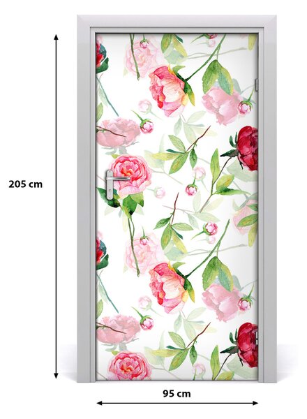 Samolepiace fototapety na dvere ruže a pivónie 95x205 cm