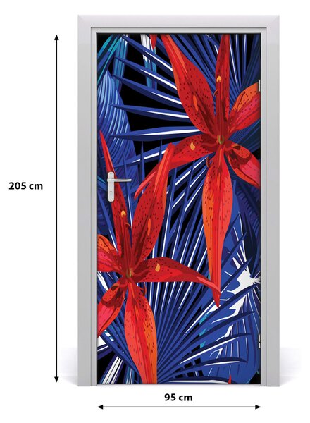 Samolepiace fototapety na dvere tropické kvety 95x205 cm