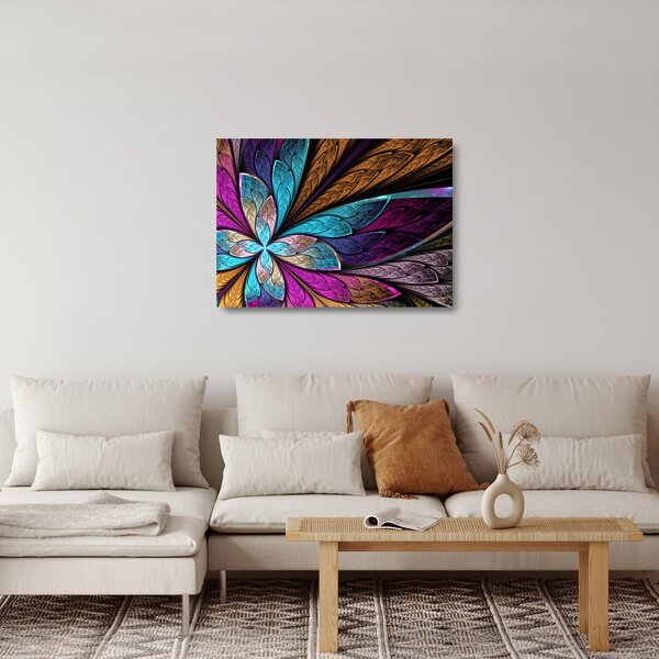 Sklenený obraz - Abstrakcia, kvetina (70x50 cm)