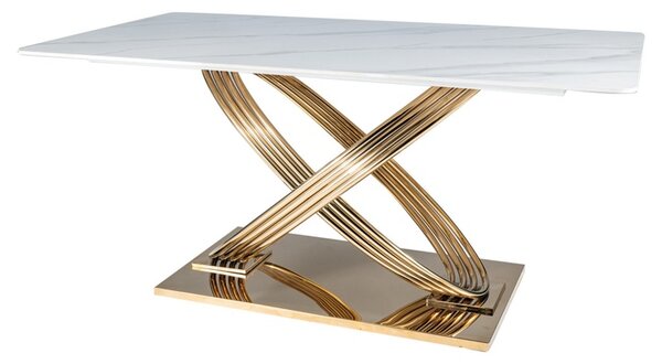 Jedálenský stôl HIRMOS biela/zlatá