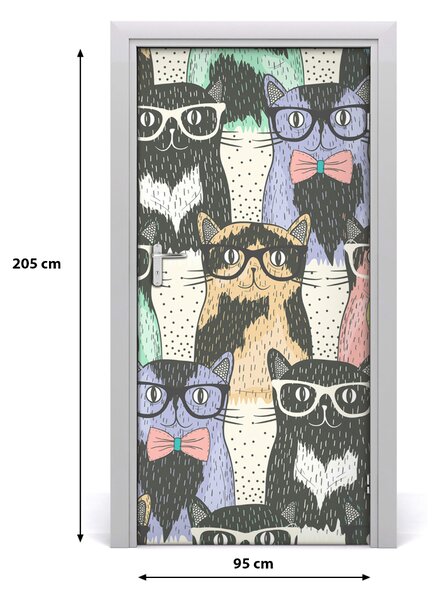 Samolepiace fototapety na dvere Mačky v okuliaroch 95x205 cm