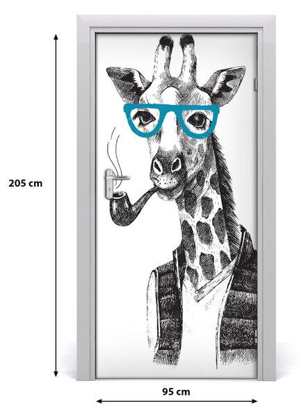 Samolepiace fototapety na dvere Žirafa s okuliarmi 95x205 cm