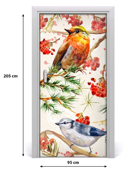 Samolepiace fototapety na dvere Vtáky a kvety 95x205 cm