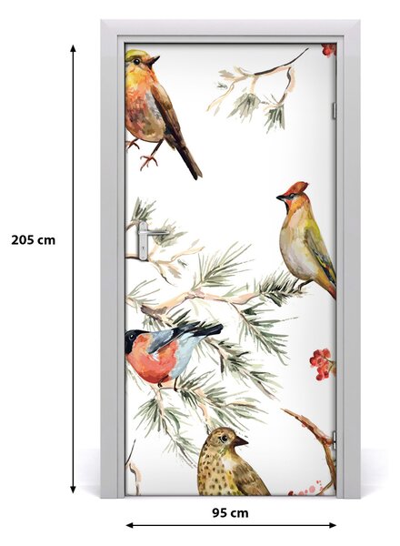 Samolepiace fototapety na dvere Vtáky a ihličnany 95x205 cm