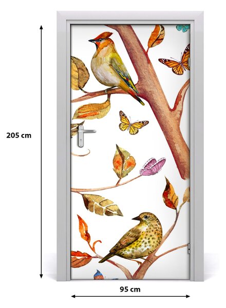 Samolepiace fototapety na dvere Motýle a lístia 95x205 cm