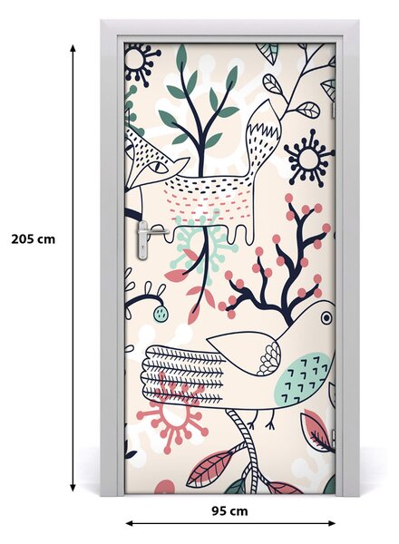 Samolepiace fototapety na dvere Zvieratá a kvety 95x205 cm