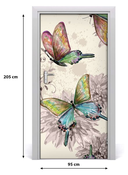 Samolepiace fototapety na dvere farební motýle 95x205 cm
