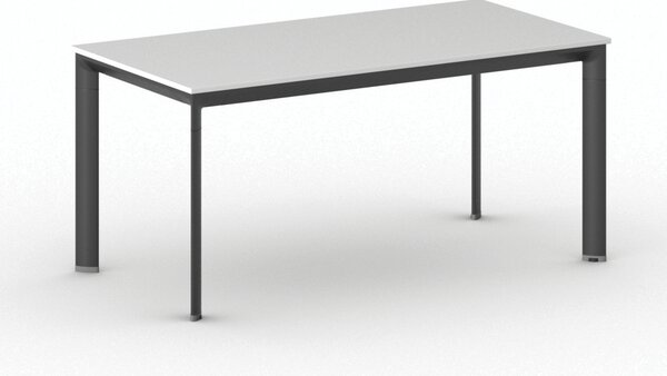 Rokovací kancelársky stôl PRIMO INVITATION, 160x80 cm, čierna podnož, biela