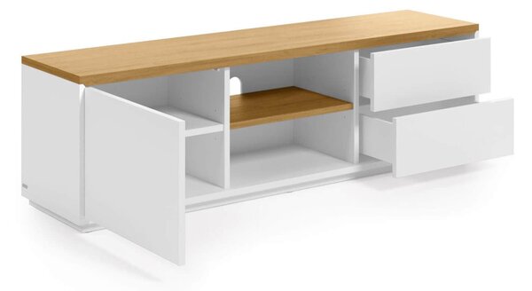 MUZZA TV stolík lenbia 150 x 43,6 cm biely