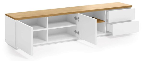 MUZZA TV stolík lenbia 200 x 43,6 cm biely