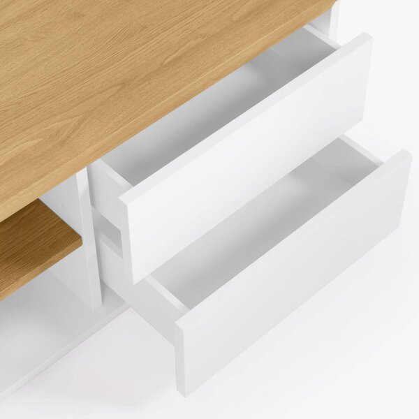 MUZZA TV stolík lenbia 200 x 43,6 cm biely