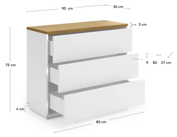 MUZZA Komoda lenbia 90 x 75 cm biela