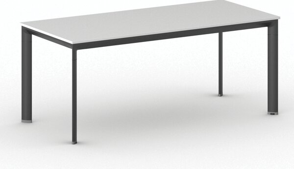 Rokovací kancelársky stôl PRIMO INVITATION, 180x80 cm, čierna podnož, biela