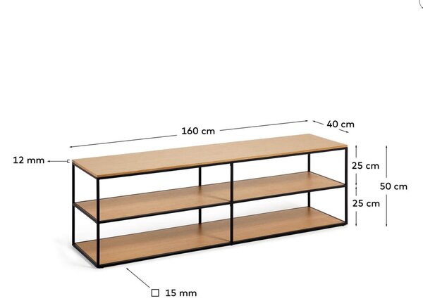 MUZZA TV stolík noya 160 x 40 cm dub