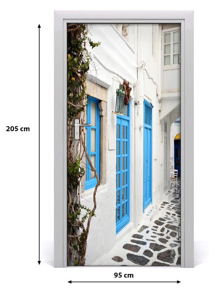 Fototapeta samolepiace na dvere gréckej uličky 95x205 cm