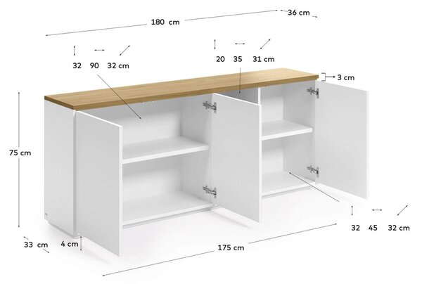 MUZZA Komoda lenbia 180 x 75 cm biela
