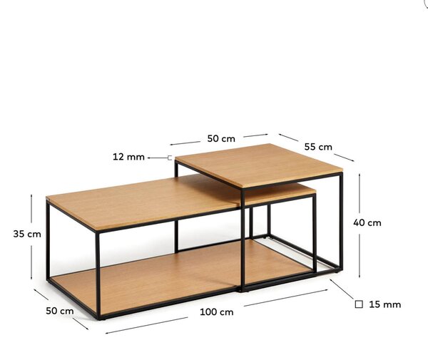 MUZZA Set 2 konferenčných stolíkov noya dub
