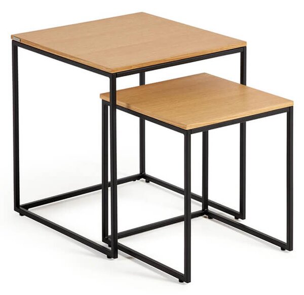 MUZZA Set 2 odkladacích stolíkov noya 45 x 45 / 35 x 35 cm dub