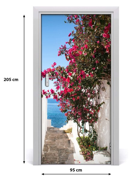 Fototapeta samolepiace na dvere gréckej uličky 95x205 cm