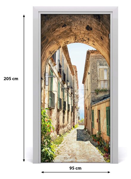 Fototapeta samolepiace na dvere talianskej uličky 95x205 cm