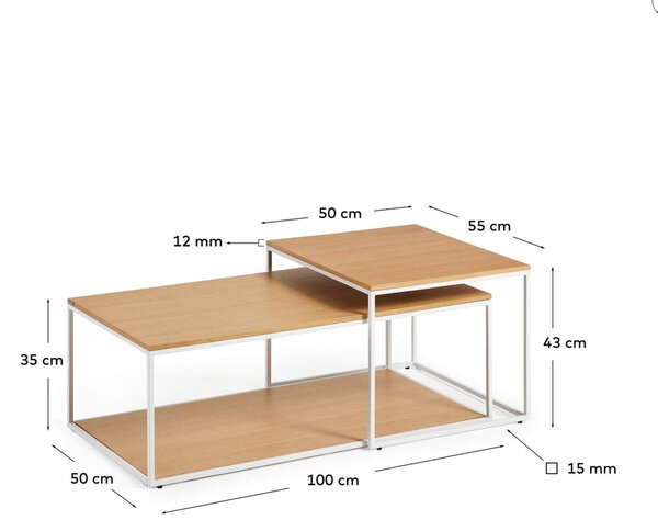 MUZZA Set 2 konferenčných stolíkov noya biely