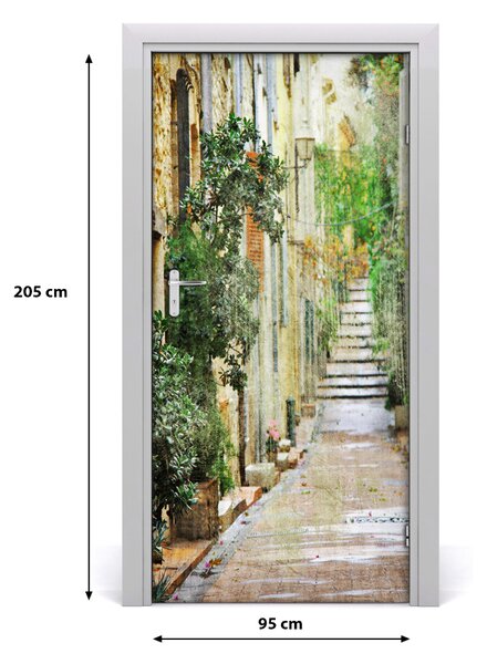 Fototapeta samolepiace na dvere talianskej uličky 95x205 cm