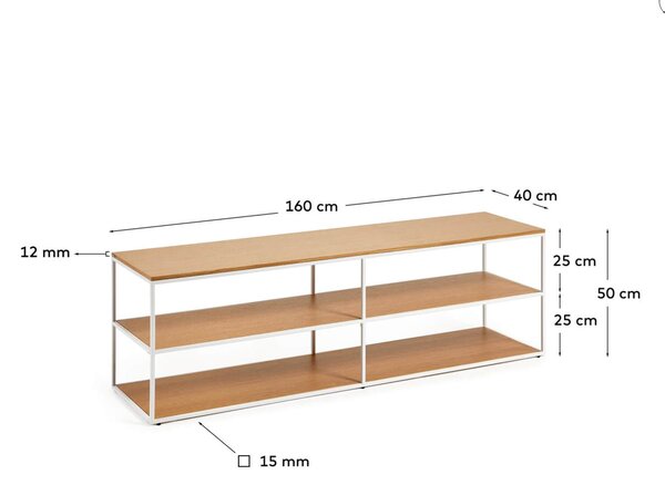 MUZZA TV stolík noya 160 x 40 cm biely