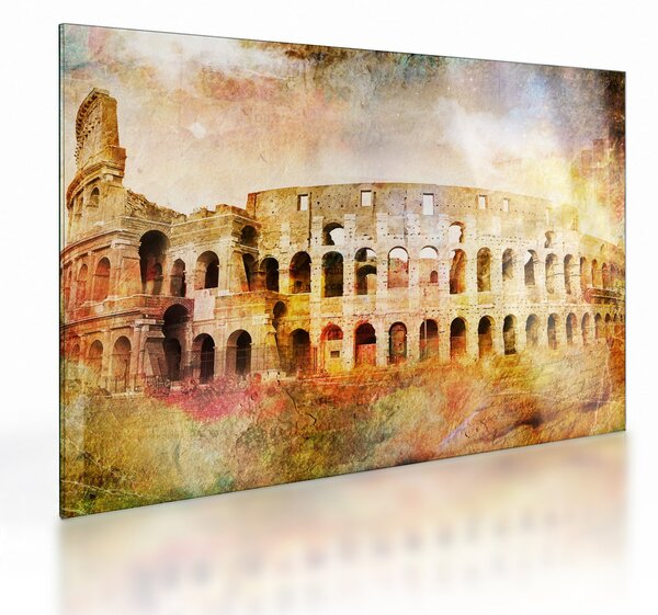 Sklenený obraz - Digitálna maľba, koloseum, Rím, Taliansko (70x50 cm)