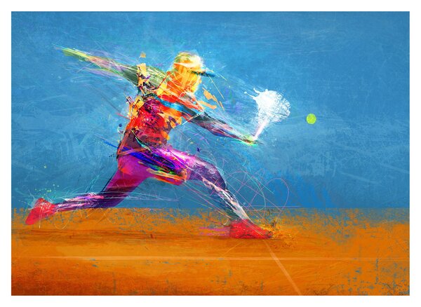 Sklenený obraz - Maľovaný tenista (70x50 cm)