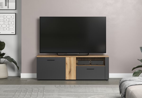 KONDELA TV stolík, grafit/dub evoke, ESENA 2D1S