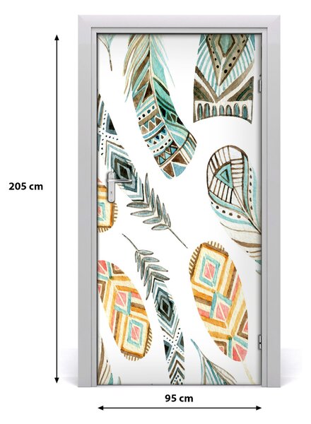 Fototapeta na dvere etnická pera 95x205 cm