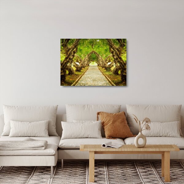Sklenený obraz - Živý tunel z plumérií (70x50 cm)