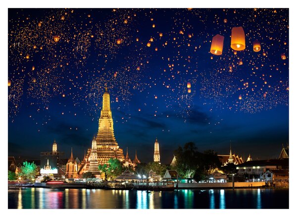 Sklenený obraz - Lampióny šťastia, Bangkok (70x50 cm)
