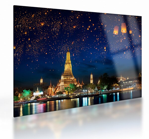 Sklenený obraz - Lampióny šťastia, Bangkok (70x50 cm)