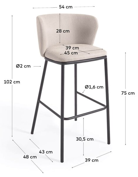 MUZZA Barová stolička arun 75 cm béžová